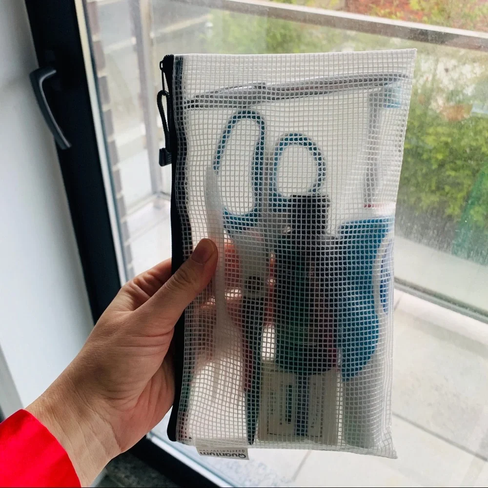 1-2-3pcs Clear Checked TSA Approved Traveling Zip Pouch Mini Hand Bag
